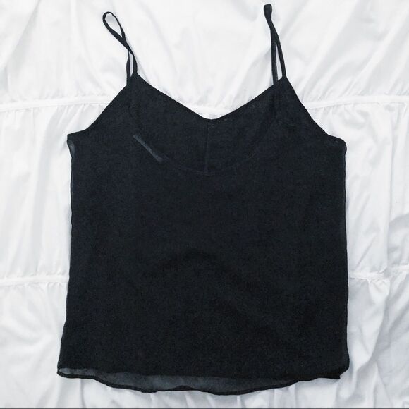 Zara Basic Black Sequin Tank Top Sheer Back Party Top - Picture 2 of 2
